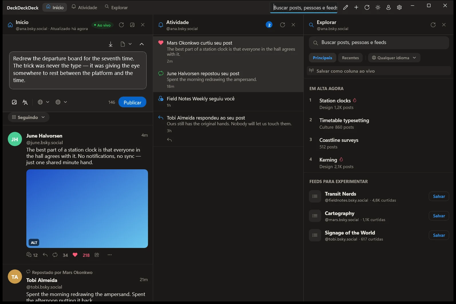 Escrevendo um post no Windows, com contador de caracteres e idioma.